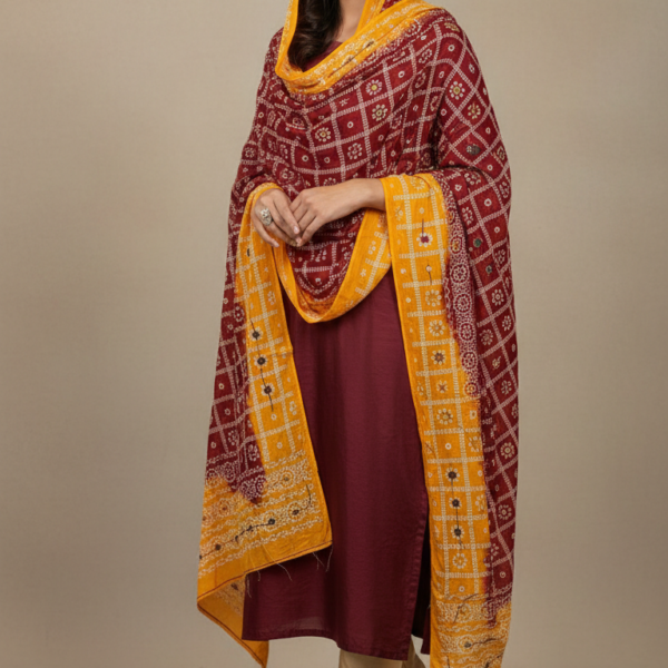 Maroon Bandhani Festive Dupatta