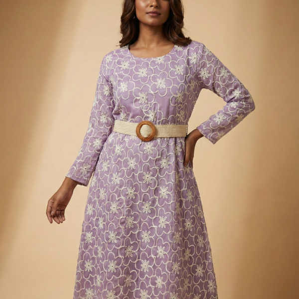 Lavender Bloom Belted Midi