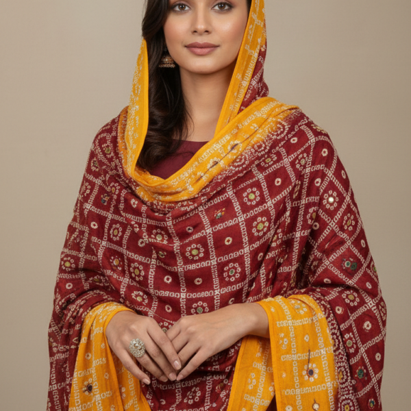 Maroon Bandhani Festive Dupatta