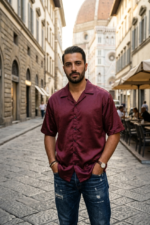 Maroon satin casual shirt