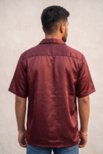 Maroon satin casual shirt - Image 3