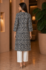 Charcoal Grey Printed Kurti - Image 2
