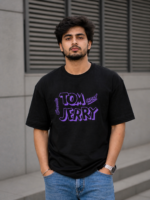 Tom &and Jerry  Black Graphic T-Shirt