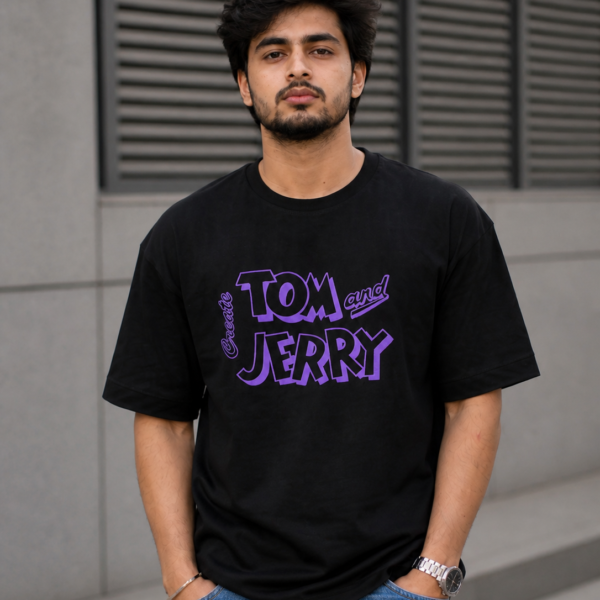 Tom &and Jerry  Black Graphic T-Shirt