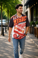 Retro Music Graphic Printed Casual Shirt - Image 4