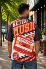 Retro Music Graphic Printed Casual Shirt - Image 3