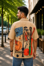 Abstract Music Art Printed Casual Shirt - Image 4
