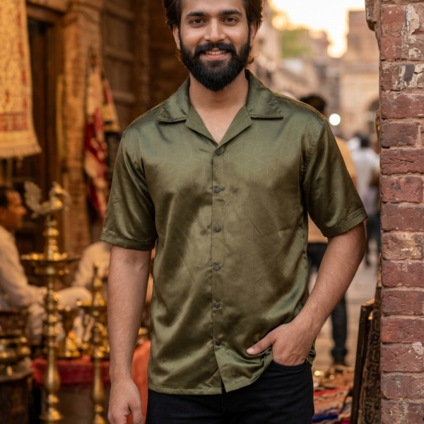 The Emerald Geometric Cuban Shirt