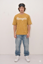 "Gangsta" Gothic Graphic Mustard Bandana Print Oversized T-Shirt