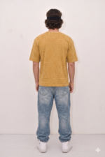 "Gangsta" Gothic Graphic Mustard Bandana Print Oversized T-Shirt - Image 2
