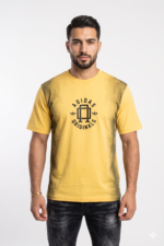 Adidas Originals Spray-Effect Graphic T-Shirt in Mustard Yellow/Black