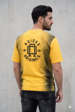 Adidas Originals Spray-Effect Graphic T-Shirt in Mustard Yellow/Black - Image 2