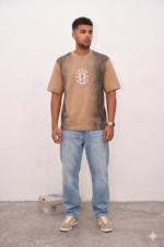 Adidas Originals Men's Distressed Spray-Effect Graphic T-Shirt in Beige/Brown