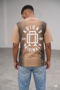Adidas Originals Men's Distressed Spray-Effect Graphic T-Shirt in Beige/Brown - Image 3