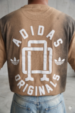 Adidas Originals Men's Distressed Spray-Effect Graphic T-Shirt in Beige/Brown - Image 4