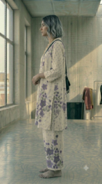 Elegant Floral Co-ord Set in Soft Purple and Cream - Image 2