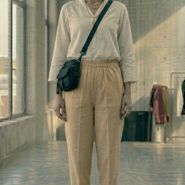 Premium Mustard Elasticated Everyday Trousers