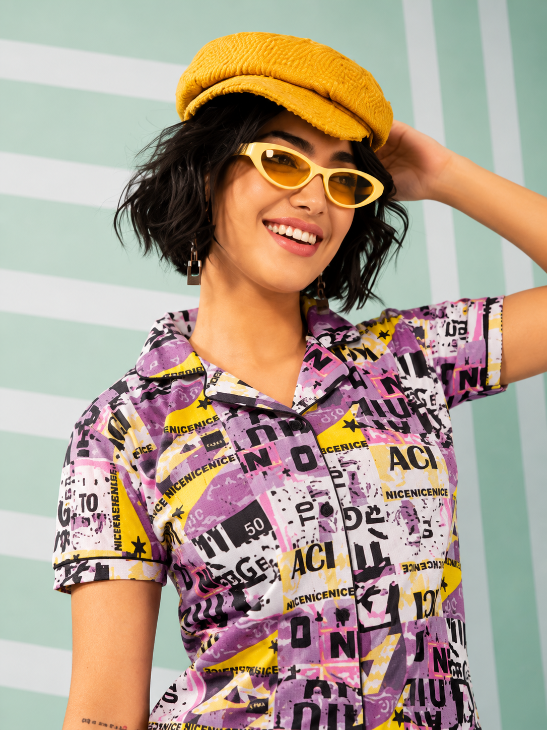 ChatGPT Image Jun 7, 2026, 01_52_55 AM SK Pop Art Nightsuit | Women's Front Open Graphic Printed Night Suit Set - Image 1