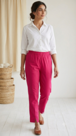 Effortless Elegance: Vibrant Fuchsia Tapered Trousers