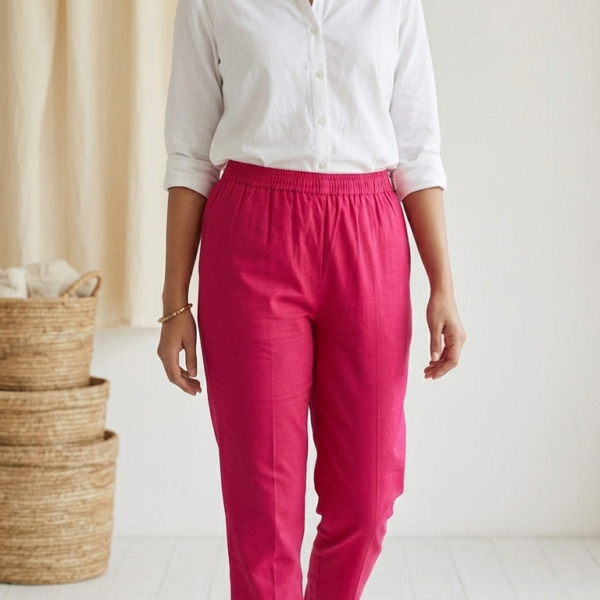 Effortless Elegance: Vibrant Fuchsia Tapered Trousers