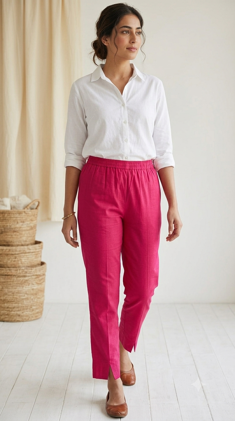 Gemini_Generated_Image_38x6cn38x6cn38x6 Effortless Elegance: Vibrant Fuchsia Tapered Trousers - Image 1