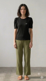 Modern Sophistication: Textured Puff-Sleeve Essential T-Shirt