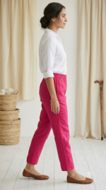 Effortless Elegance: Vibrant Fuchsia Tapered Trousers - Image 3