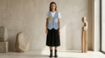 Light Wash Embroidered Denim Vest