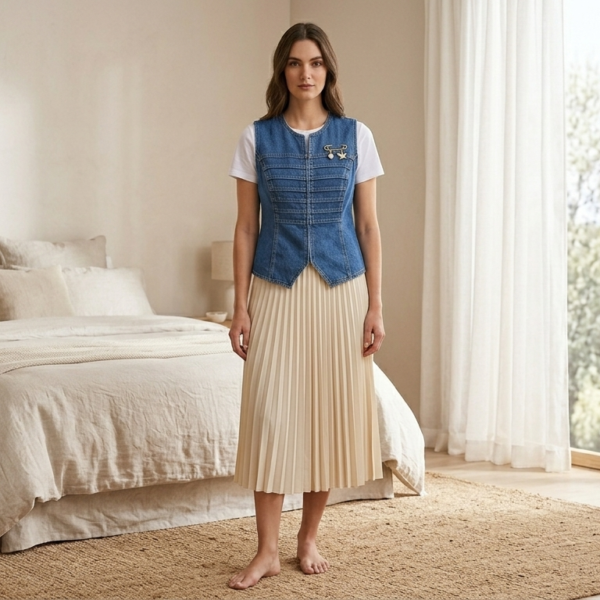 Classic Blue Denim Tailored Vest