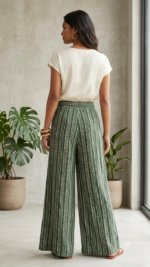 Emerald Chevron Ikat Wide-Leg Palazzo Set - Image 2