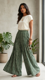Emerald Chevron Ikat Wide-Leg Palazzo Set