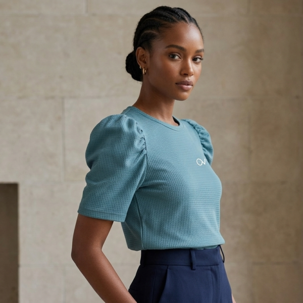 Everyday Chic: Textured Puff-Sleeve Essential T-Shirt
