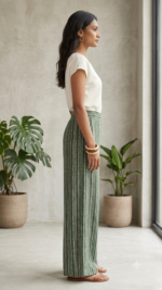 Emerald Chevron Ikat Wide-Leg Palazzo Set - Image 4