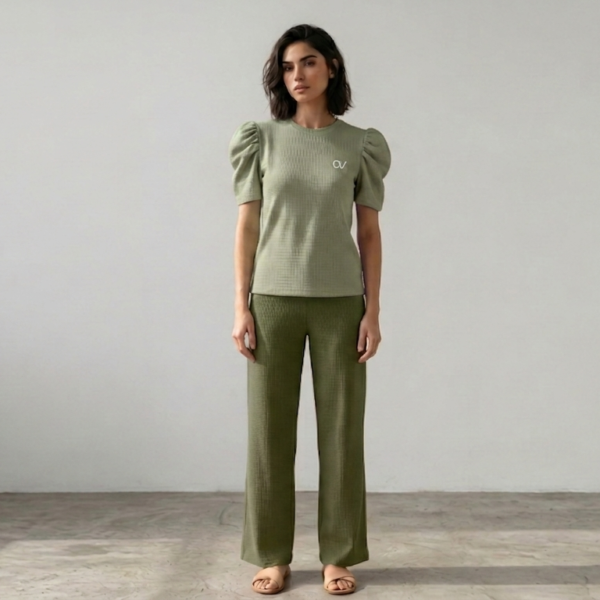 Everyday Sophistication: Textured Puff-Sleeve Essential T-Shirt