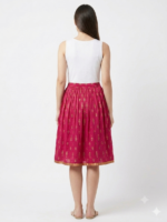 Fuchsia Gold-Print Midi Skirt - Image 4