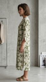 Elegant Sage Green Floral Lace Designer Kurti - Image 3