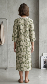 Elegant Sage Green Floral Lace Designer Kurti - Image 4