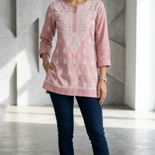 Mauve Embroidered Kurti