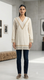 Ivory Embroidered Lace Kurti