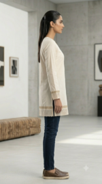 Ivory Embroidered Lace Kurti - Image 3