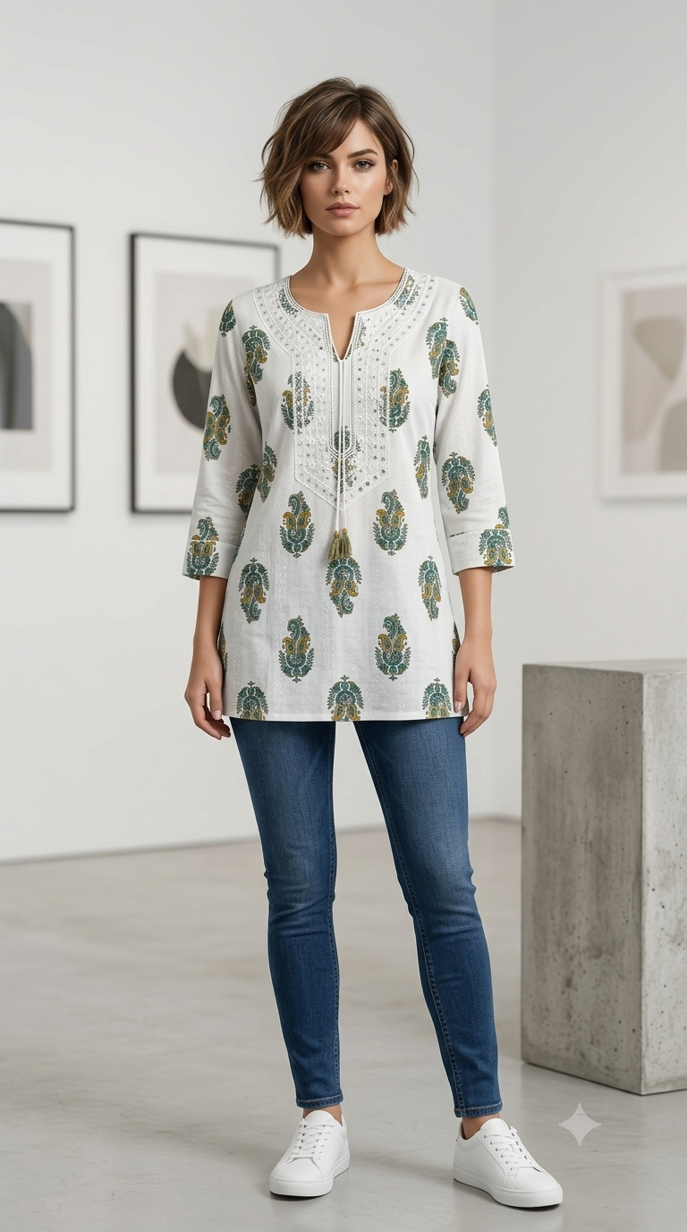 LK007 (3) Paisley Print Kurti - Image 1
