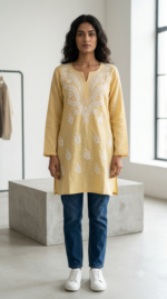 Yellow Embroidered Kurti