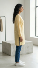 Yellow Embroidered Kurti - Image 3
