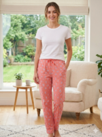 Coral Floral Drawstring Pajama Pants - Image 3