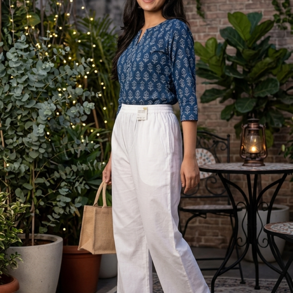 Women's Classic Solid White Palazzo Pants