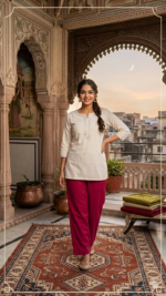 Women's Solid Maroon Straight-Cut Palazzo Pants - Image 3