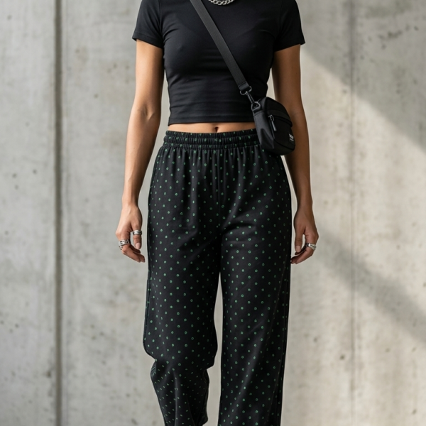 Women's Black Printed Cotton Lounge Pajama