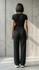 Women's Black Printed Cotton Lounge Pajama - Image 2