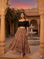 Heritage Print Tiered Boho Maxi Skirt