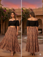 Heritage Print Tiered Boho Maxi Skirt - Image 2